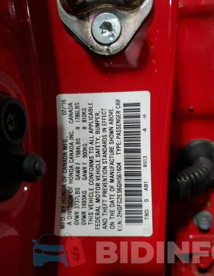 2HGFC2E56GH561604 Photo# 13