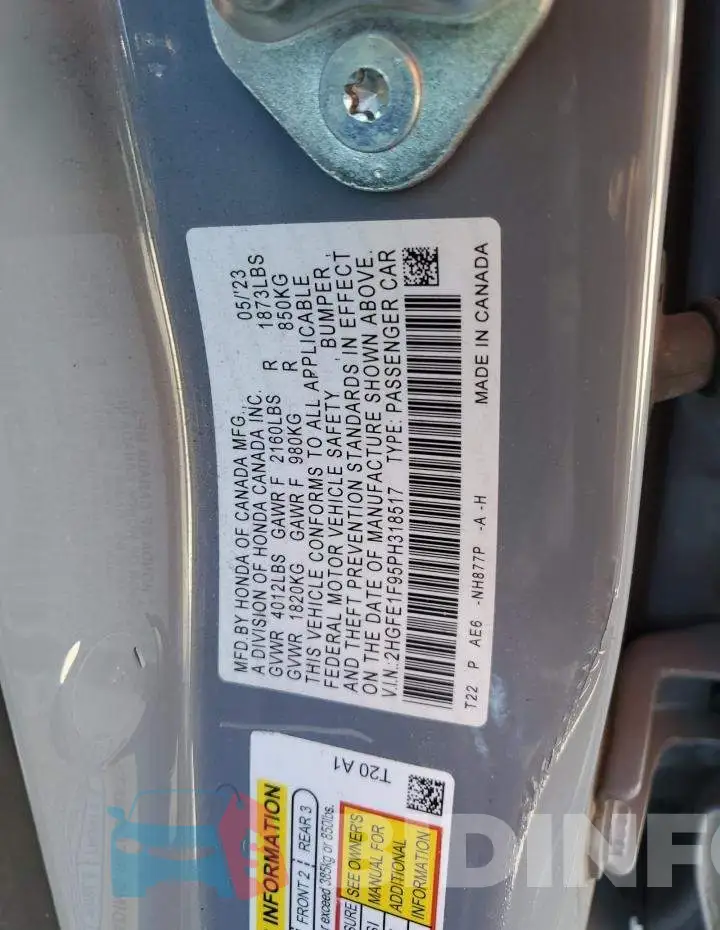 2HGFE1F95PH318517 Photo# 12