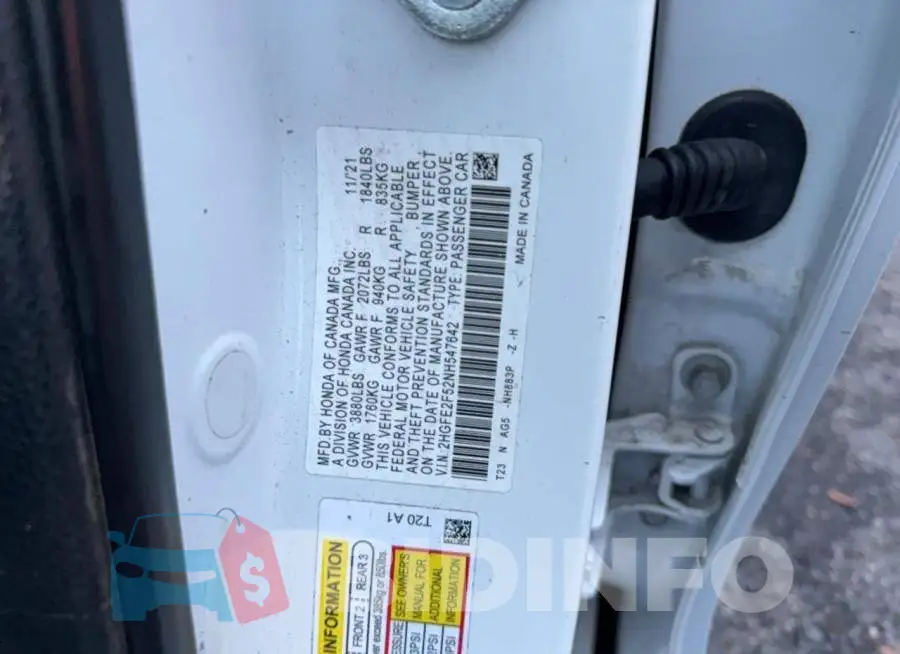 2HGFE2F52NH547642 Photo# 10