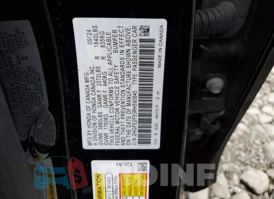 2HGFE2F53RH590845 Photo# 12