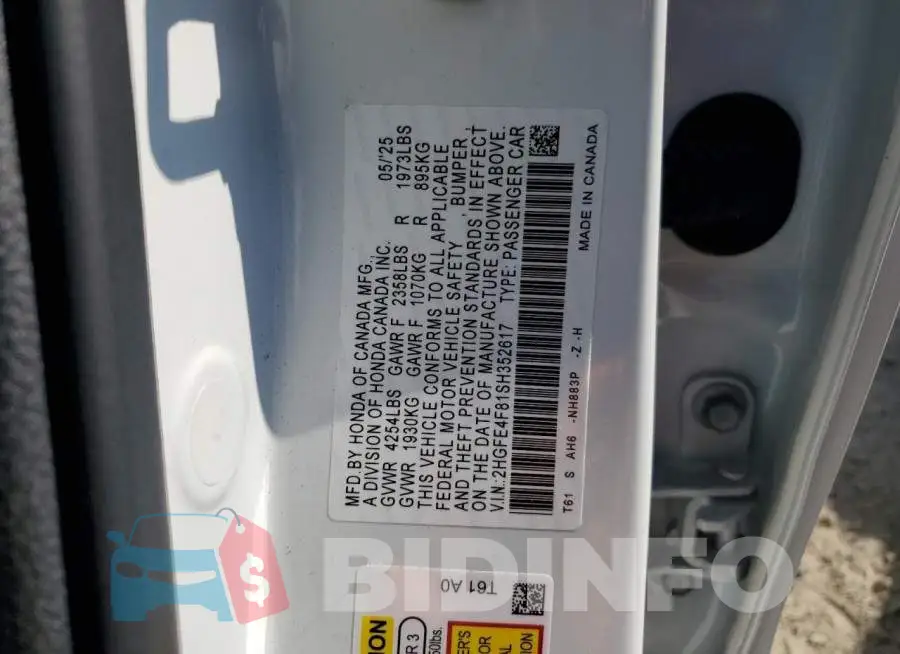 2HGFE4F81SH352617 Photo# 12