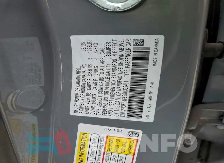 2HGFE4F85SH339434 Photo# 12