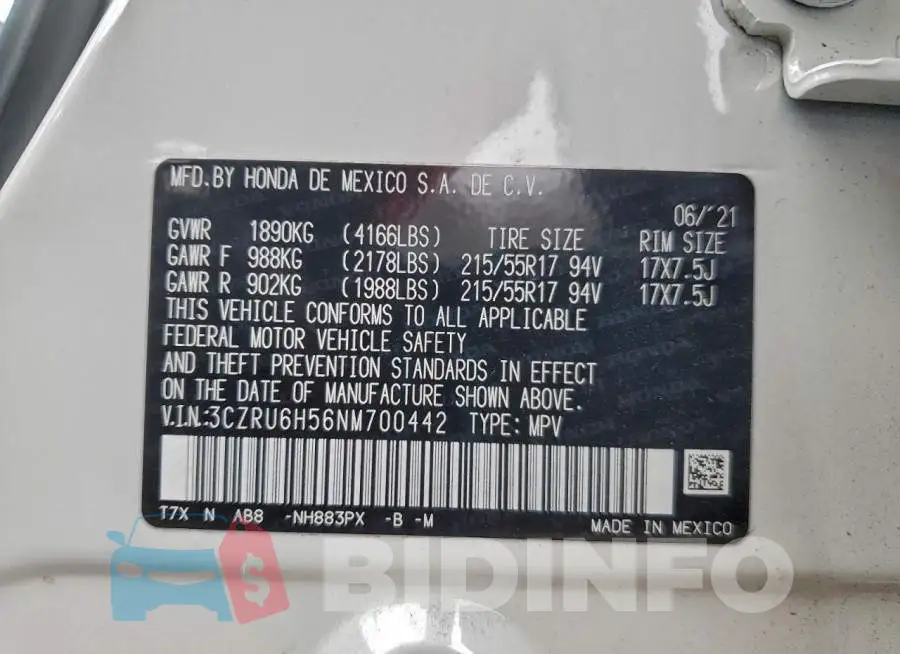 3CZRU6H56NM700442 Photo# 14