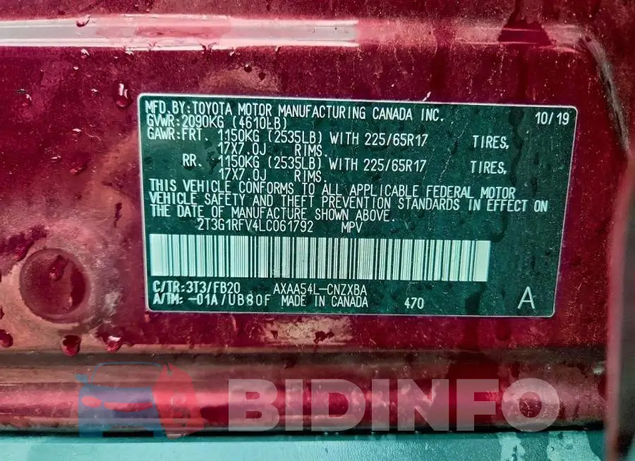 2T3G1RFV4LC061792 Photo# 13