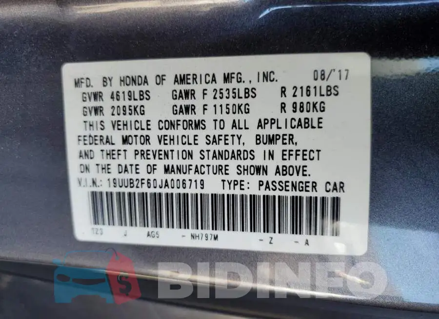19UUB2F60JA006719 Photo# 12