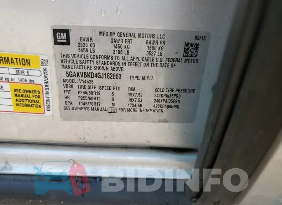 5GAKVBKD4GJ182863 Photo# 12