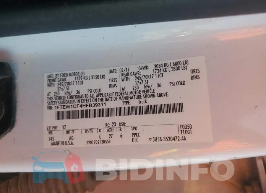 1FTEW1CF4HFB39311 Photo# 12