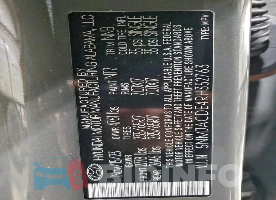 5NMJACDE4RH352763 Photo# 13