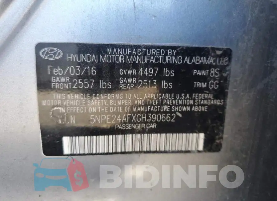 5NPE24AFXGH390662 Photo# 12