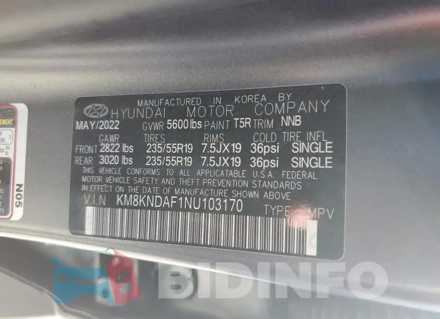 KM8KNDAF1NU103170 Photo# 13