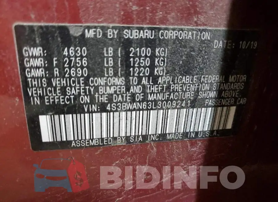 4S3BWAN63L3009241 Photo# 12