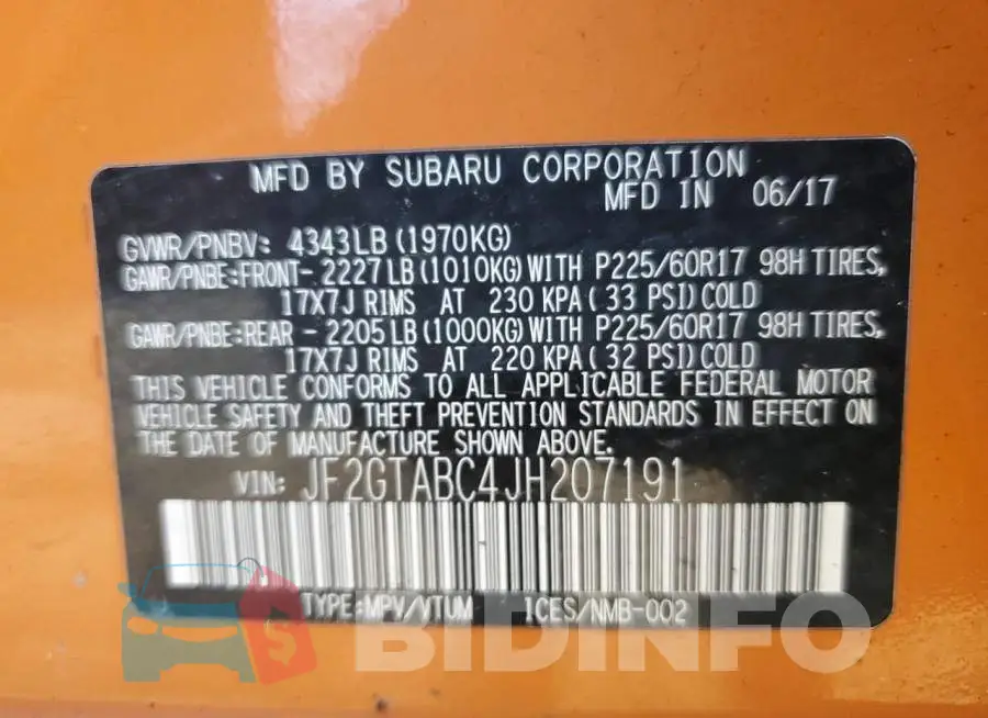 JF2GTABC4JH207191 Photo# 12
