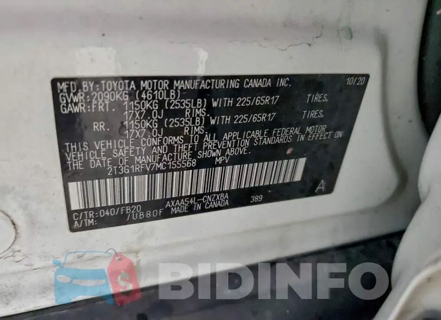 2T3G1RFV7MC155568 Photo# 14