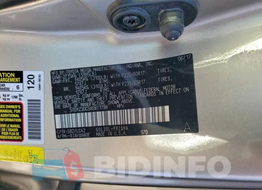 5TDYZ3DC5HS871788 Photo# 13
