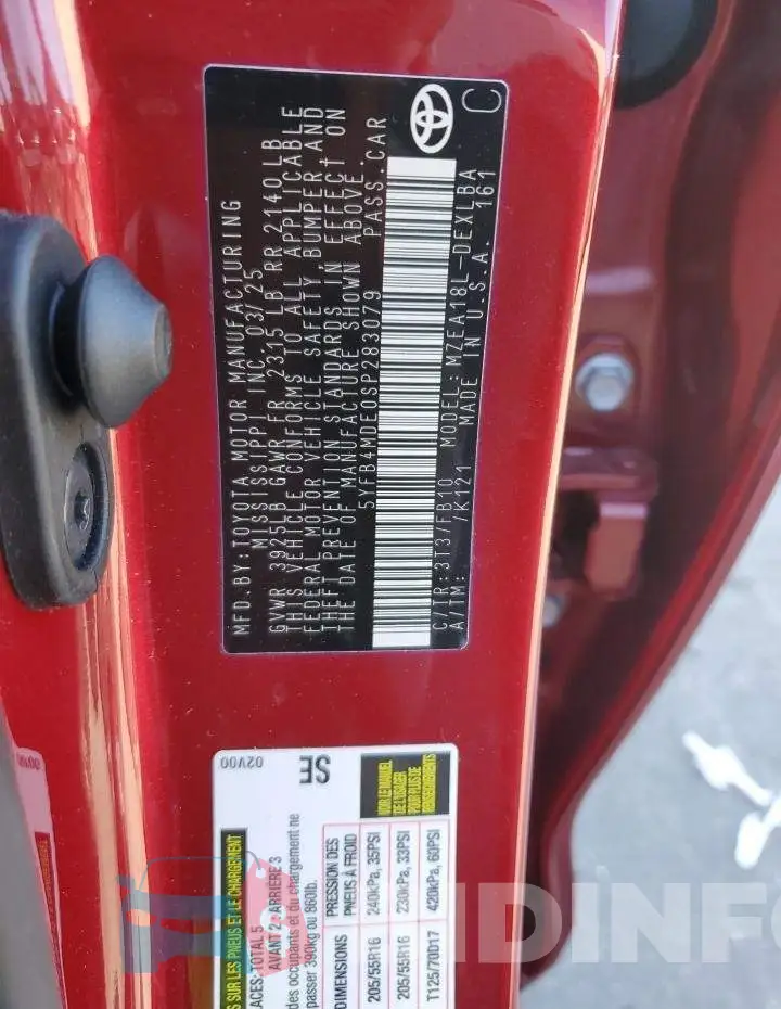 5YFB4MDE0SP283079 Photo# 12