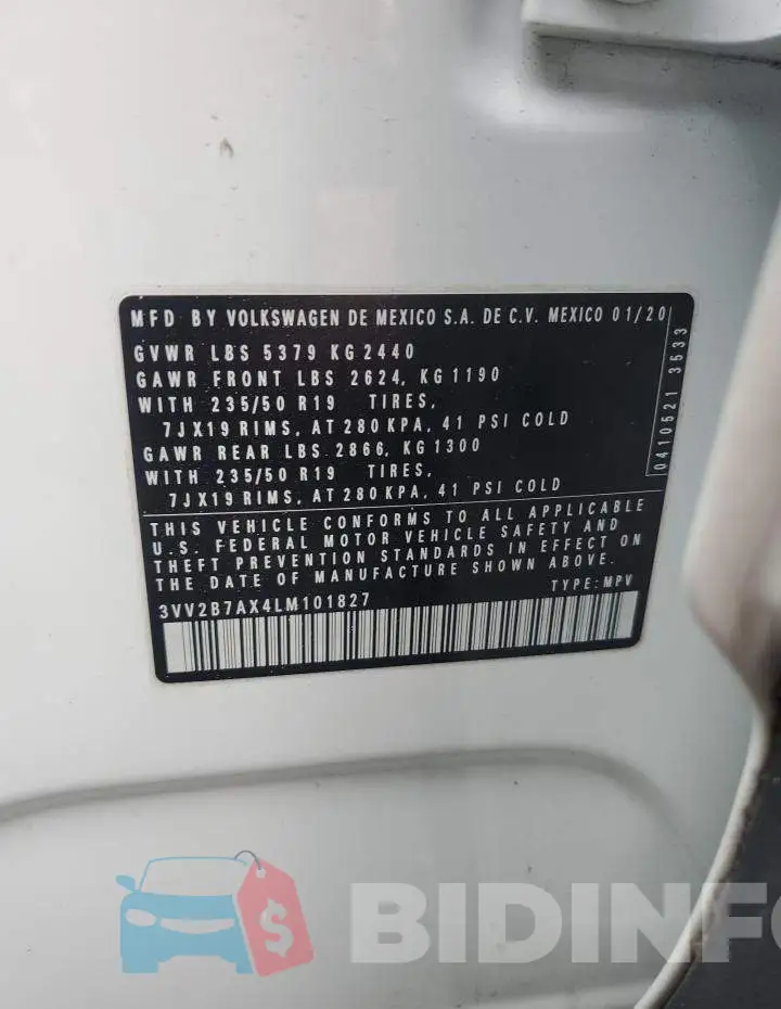 3VV2B7AX4LM101827 Photo# 12