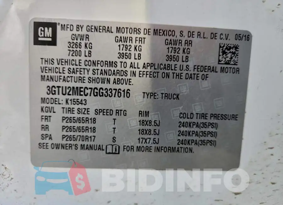 3GTU2MEC7GG337616 Photo# 12