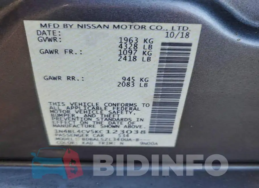 1N4BL4CV5KC123038 Photo# 12