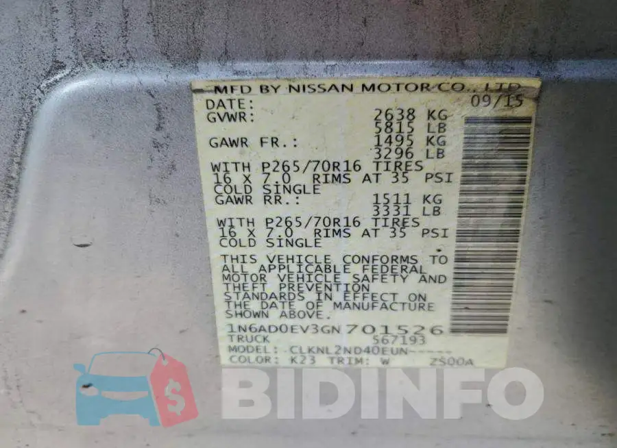 1N6AD0EV3GN701526 Photo# 12