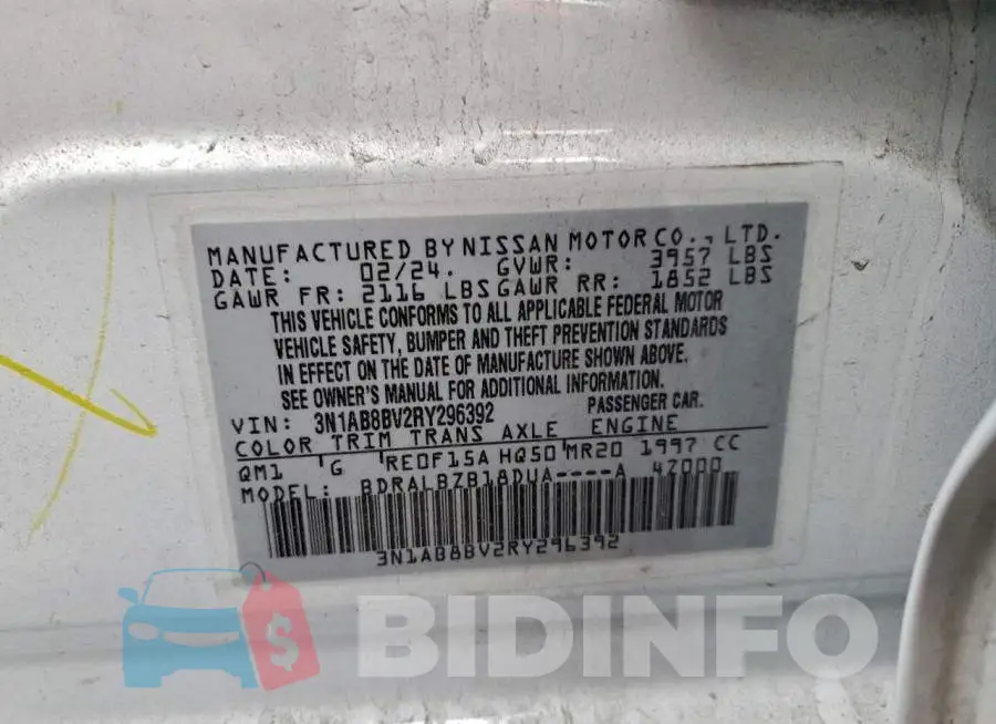 3N1AB8BV2RY296392 Photo# 13