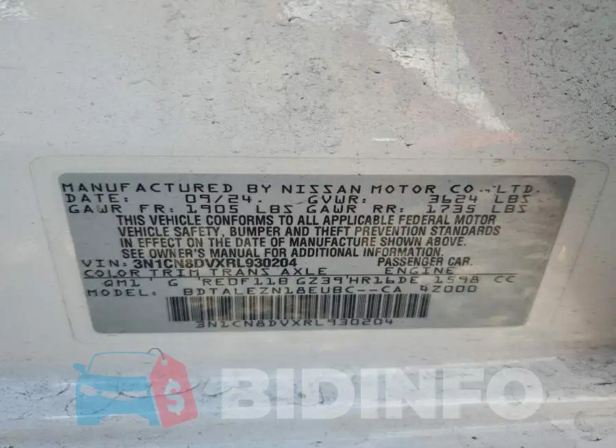 3N1CN8DVXRL930204 Photo# 13