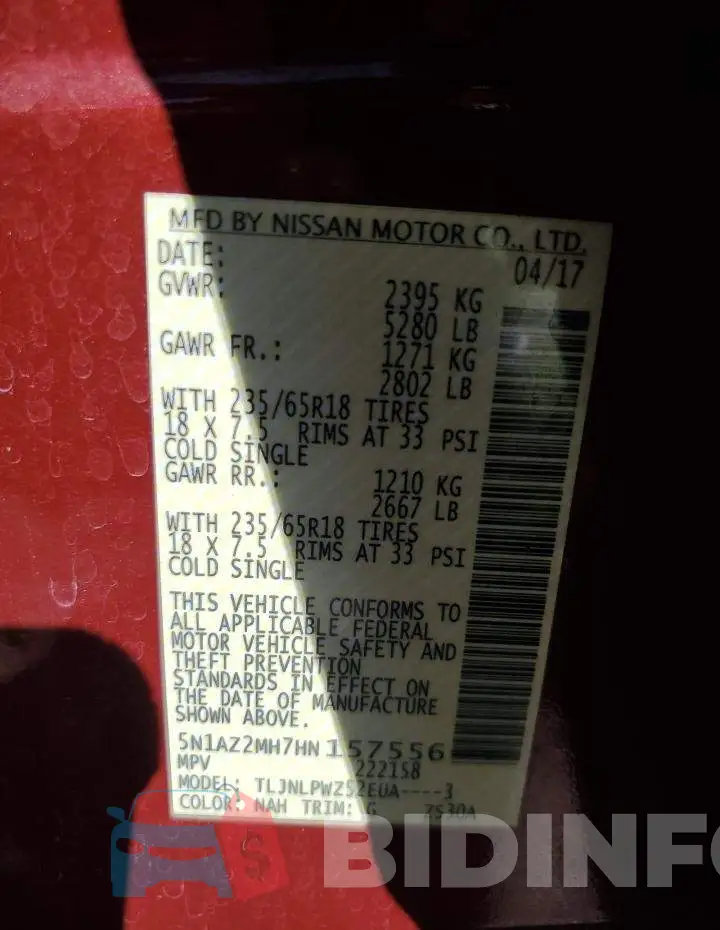 5N1AZ2MH7HN157556 Photo# 14