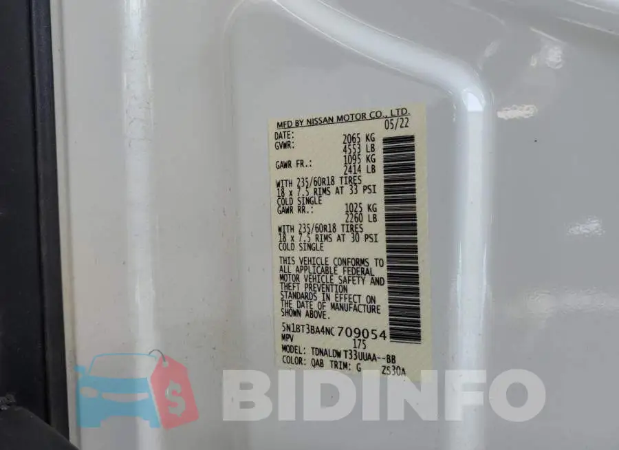 5N1BT3BA4NC709054 Photo# 14