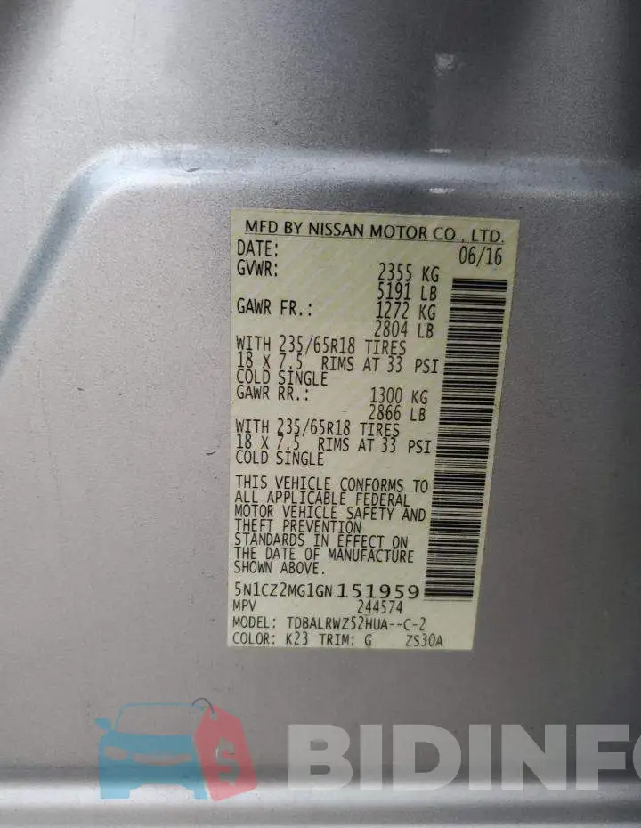 5N1CZ2MG1GN151959 Photo# 13