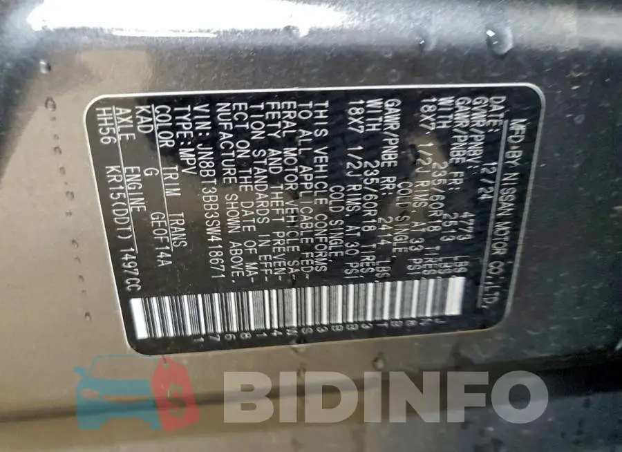 JN8BT3BB3SW418671 Photo# 13