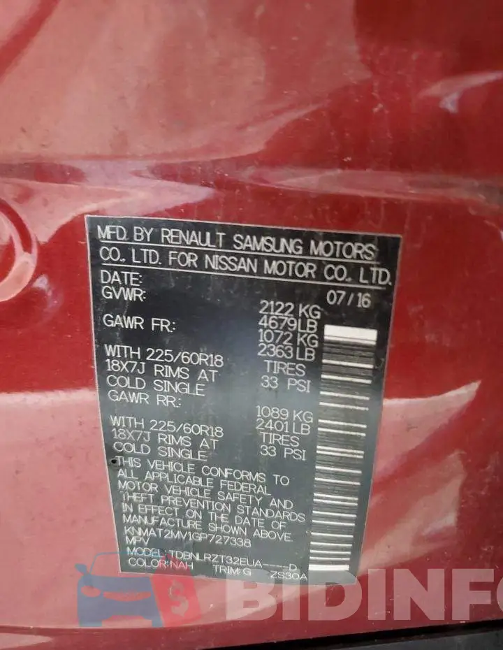 KNMAT2MV1GP727338 Photo# 13