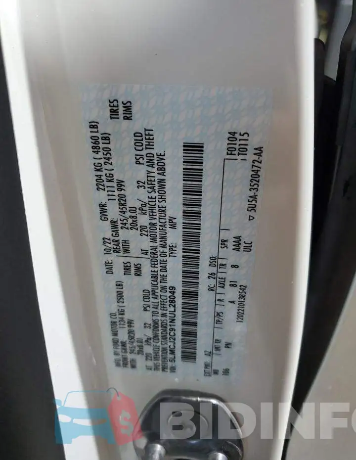 5LMCJ2C91NUL28049 Photo# 13