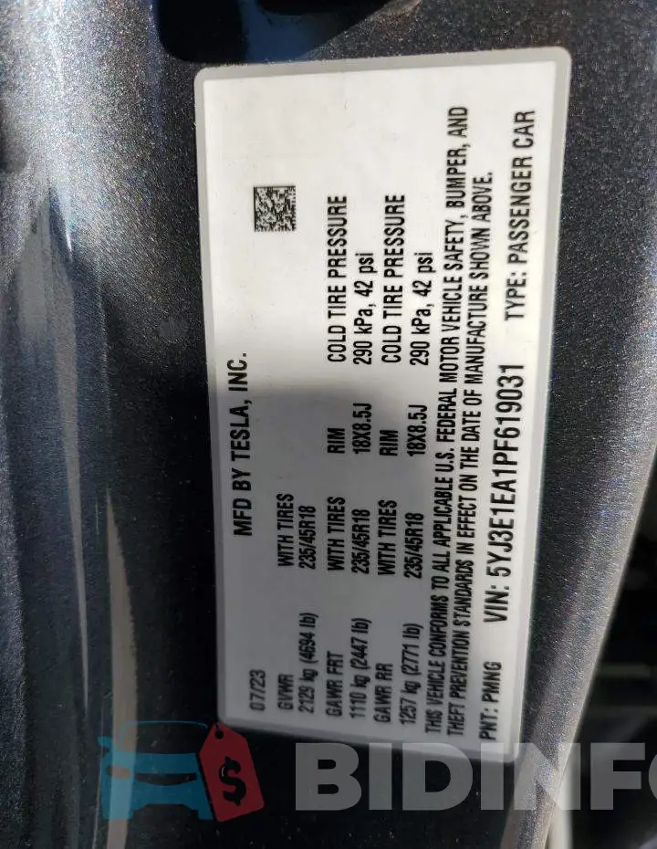 5YJ3E1EA1PF619031 Photo# 12
