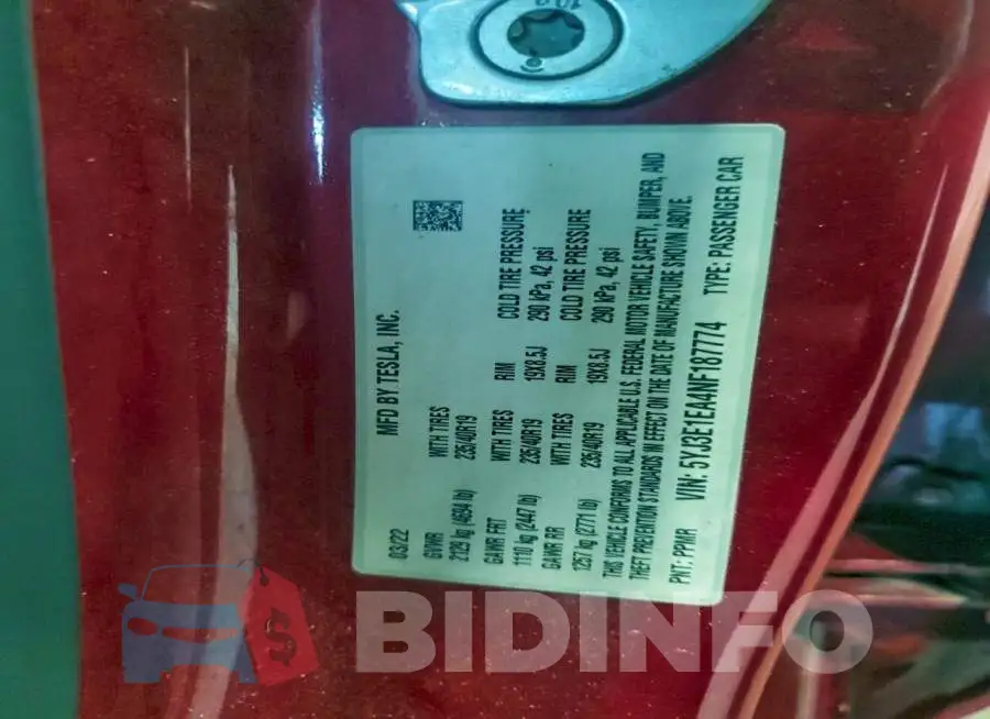 5YJ3E1EA4NF187774 Photo# 13