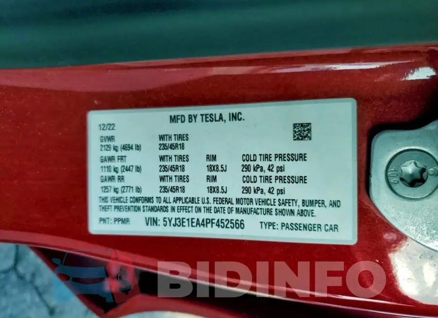 5YJ3E1EA4PF452566 Photo# 13