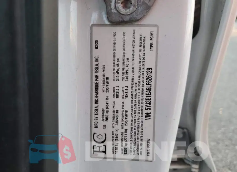 5YJ3E1EA6LF626129 Photo# 12