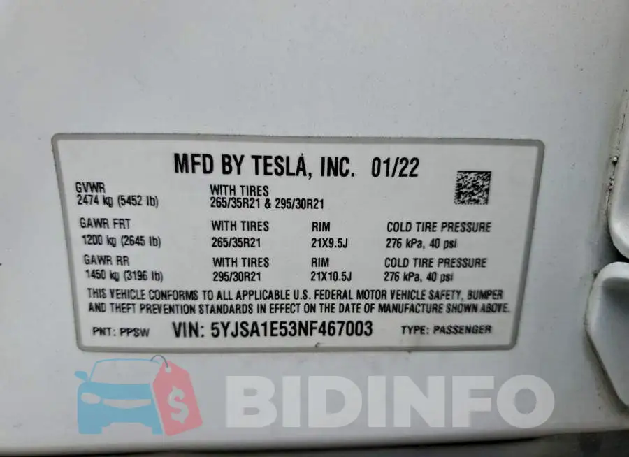 5YJSA1E53NF467003 Photo# 12