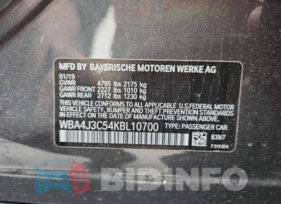 WBA4J3C54KBL10700 Photo# 13