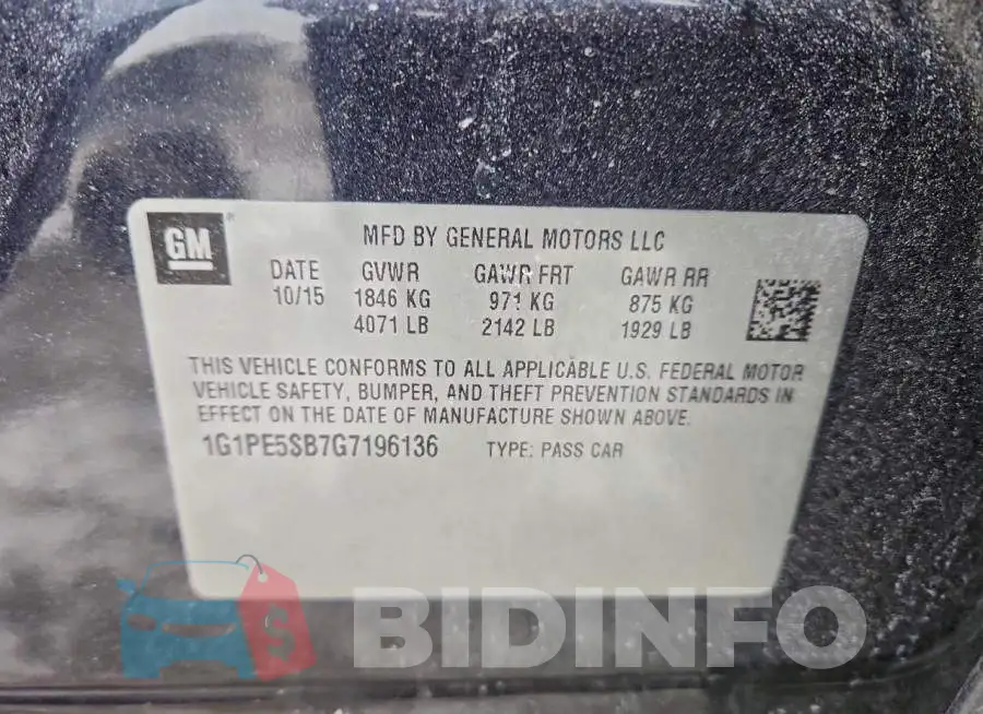 1G1PE5SB7G7196136 Photo# 12