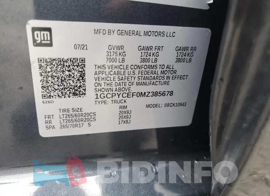 1GCPYCEF0MZ385678 Photo# 12
