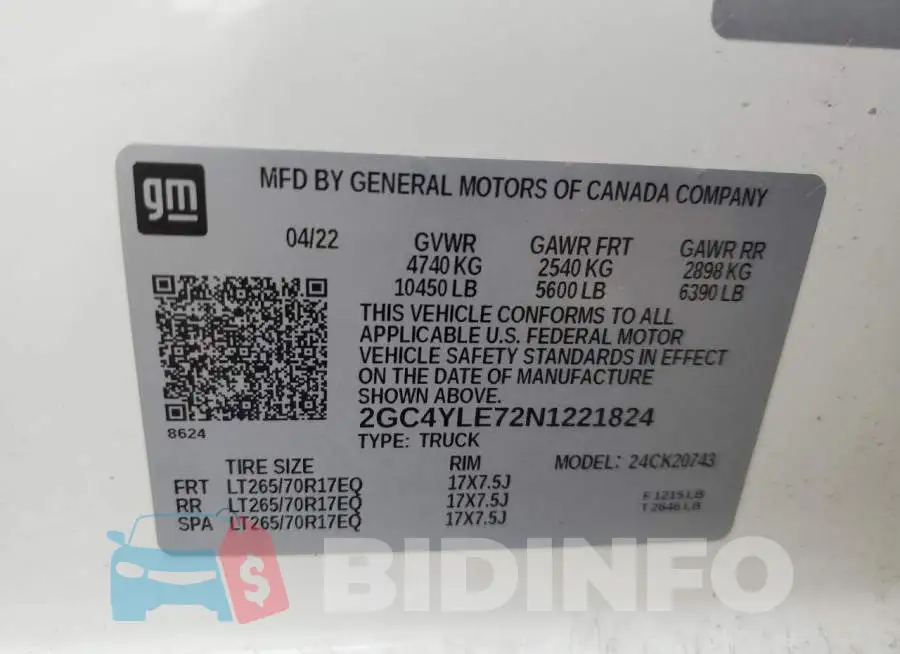 2GC4YLE72N1221824 Photo# 12
