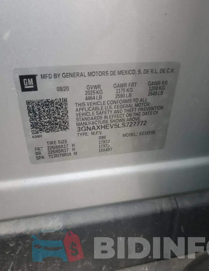 3GNAXHEV5LS727772 Photo# 13