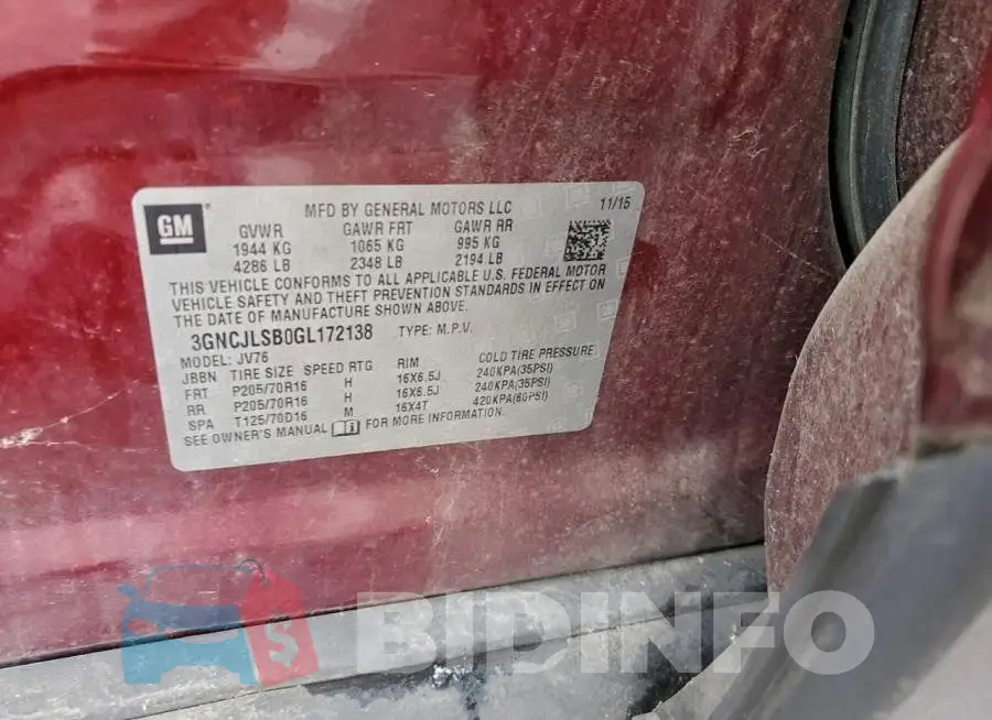 3GNCJLSB0GL172138 Photo# 13