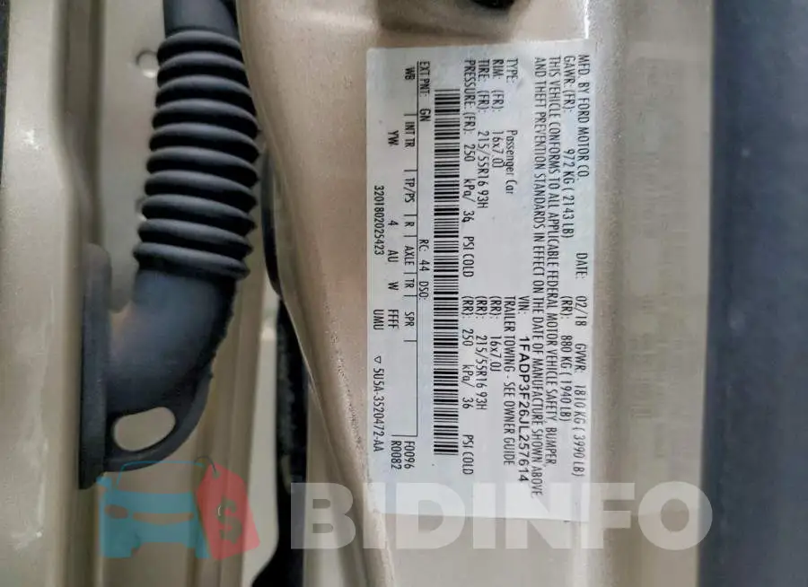 1FADP3F26JL257614 Photo# 13