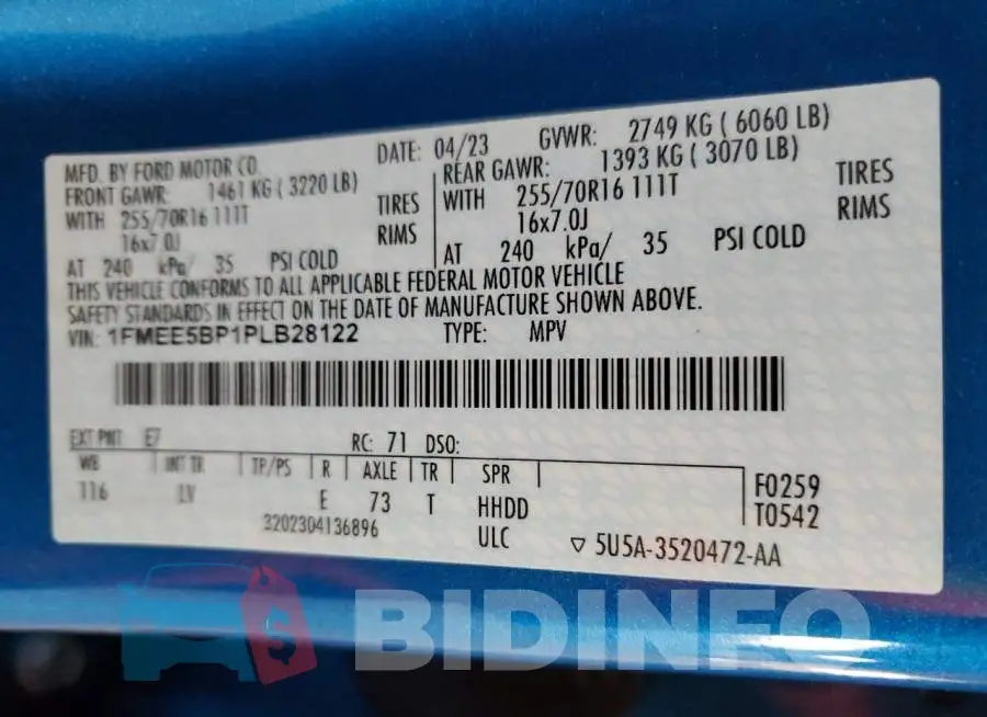 1FMEE5BP1PLB28122 Photo# 12