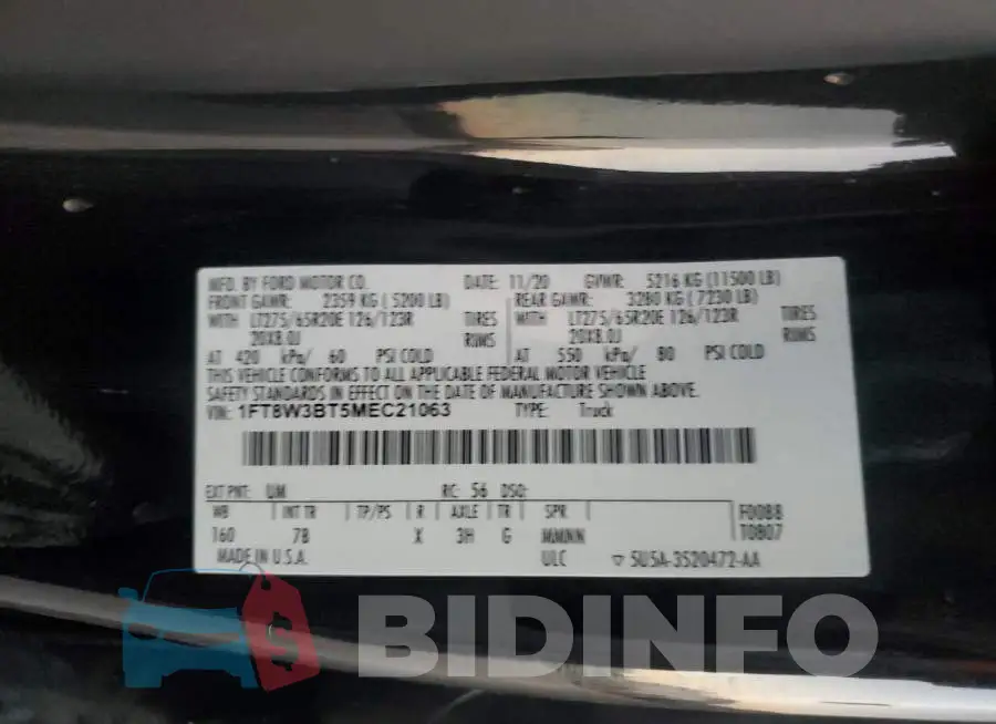 1FT8W3BT5MEC21063 Photo# 13