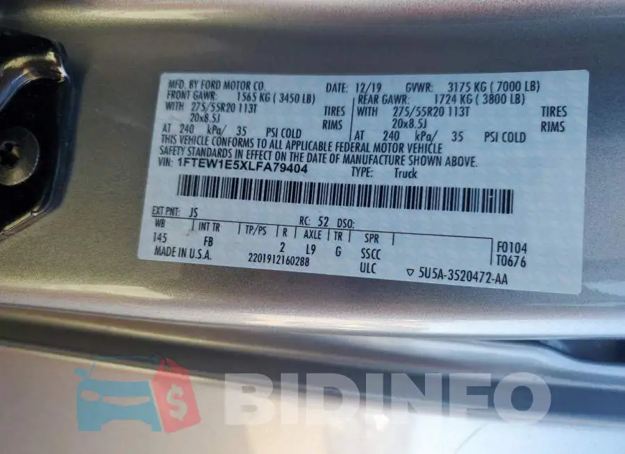 1FTEW1E5XLFA79404 Photo# 12
