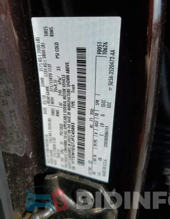 1FTEW1EG7JFC45893 Photo# 12