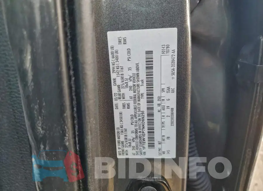 1FTEW1EP7NKD69255 Photo# 12