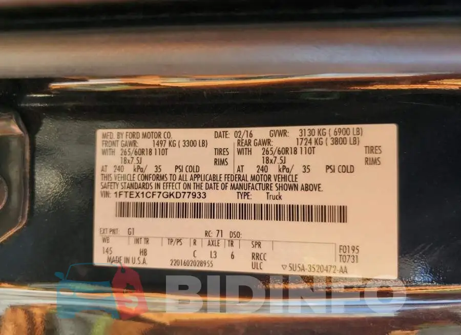 1FTEX1CF7GKD77933 Photo# 12