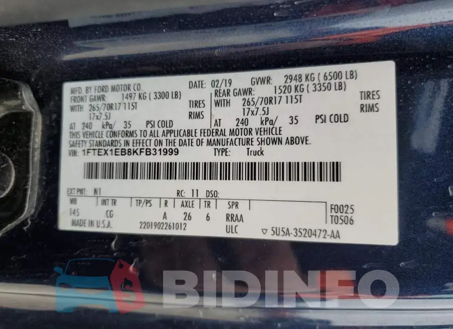 1FTEX1EB8KFB31999 Photo# 12